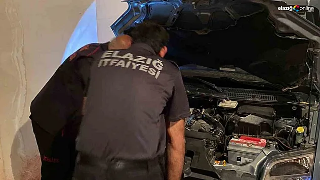 Aracın motoruna giren yılan, ekipler tarafından çıkartıldı