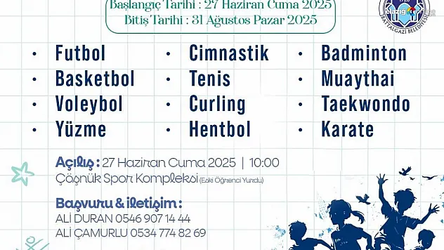 Battalgazi'de yaz spor okulları başlıyor