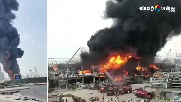 Beyrut Limanı'nda korkunç yangın! Gökyüzünü dumanlar kapladı