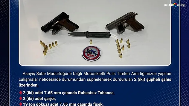 Bingöl'de 2 ruhsatsız tabanca ele geçirildi