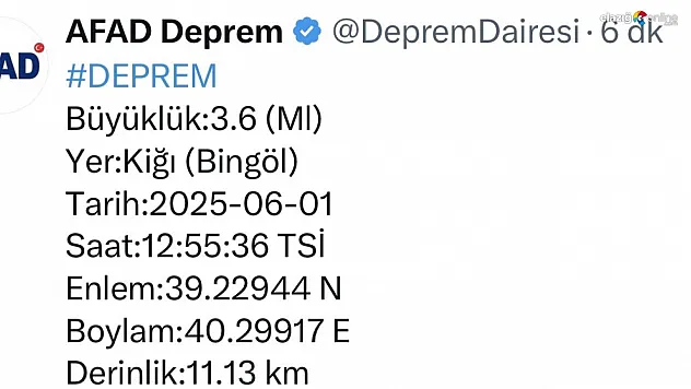 Bingöl'de bir deprem daha