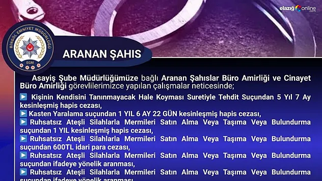 Bingöl'de kesinleşmiş hapis cezası bulunan şüpheli yakalandı