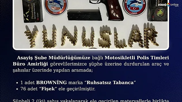 Bingöl'de ruhsatsız tabanca ele geçirildi