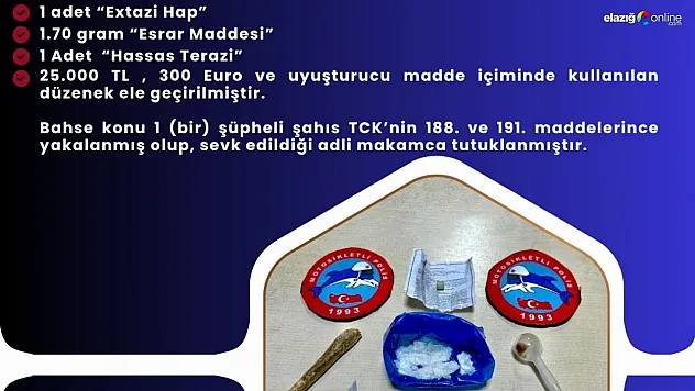 Bingöl'de uyuşturucu operasyonu: 1 şüpheli tutuklandı