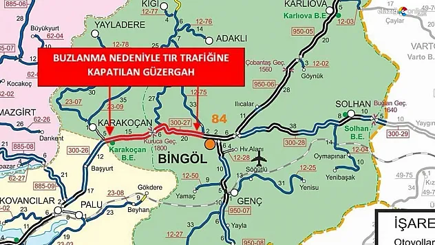 Bingöl - Elazığ karayolu tır trafiğine kapatıldı