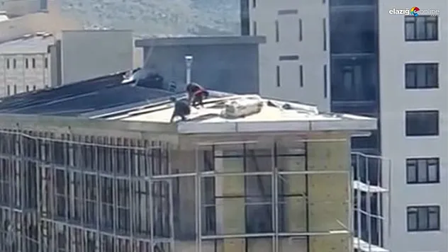 Elazığ'da Bir İnşaatta Şoke Eden Görüntü: Ne Kask Ne Halat!