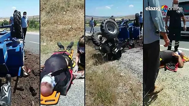 Dönüş yolunda kontrolden çıkan römorklu çapa makinası devrildi