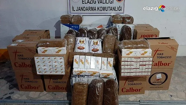 Elazığ'da 750 kilo tütün ile 200 bin adet makaron ele geçirildi