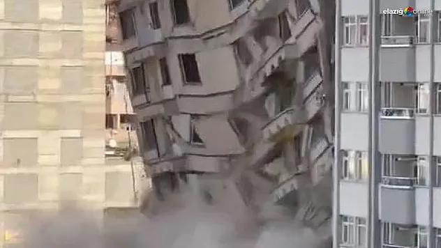 Ağır hasarlı binaya tek dokunuş yetti