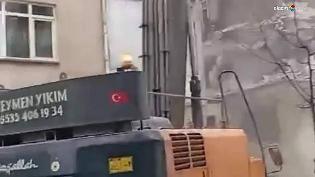 Ağır hasarlı binaya tek dokunuş yetişti