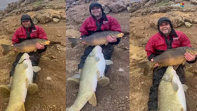 Elazığ'da Balıkçılığa Eğlenceli Dokunuş: 30 Kiloluk Fırat Turnasına Bebek Muamelesi!