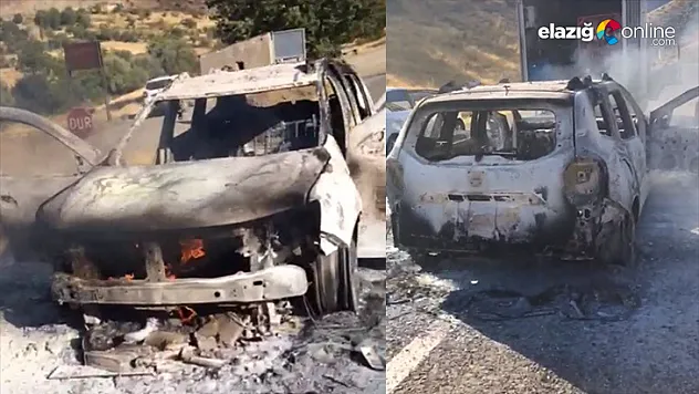 Elazığ'da cip yanarak kül oldu