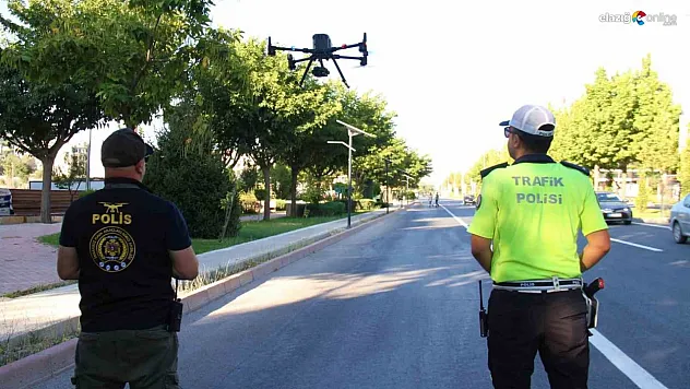 Elazığ'da araçlar dron denetimine takıldı
