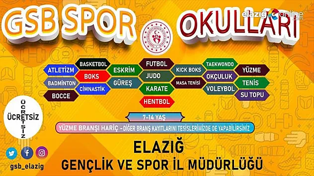 Elazığ'da GSB Spor Okulları kayıtları başladı