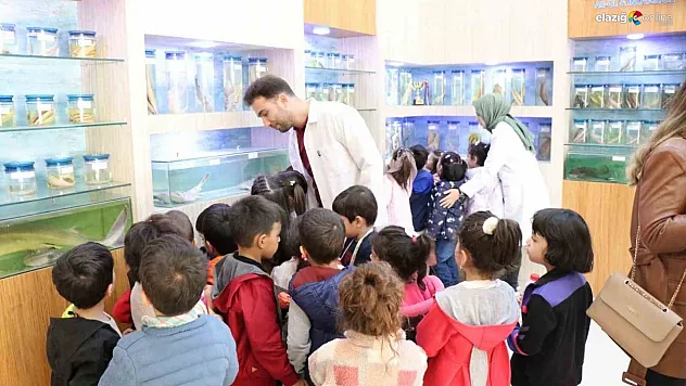Farklı balıkları gören öğrencilerin büyük mutluluğu