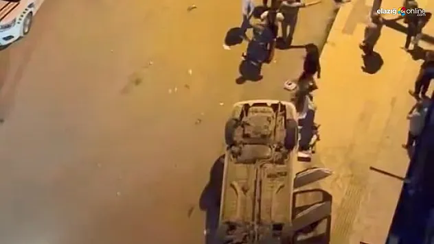 Elazığ'da Direksiyon Hakimiyetini Kaybeden Sürücü Takla Attı!