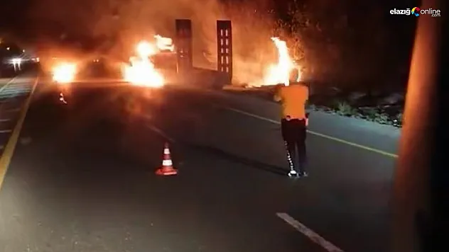 Elazığ'da Facianın Eşiğinden Dönüldü: Tır Alev Aldı, Sürücü Son Anda Kurtuldu!
