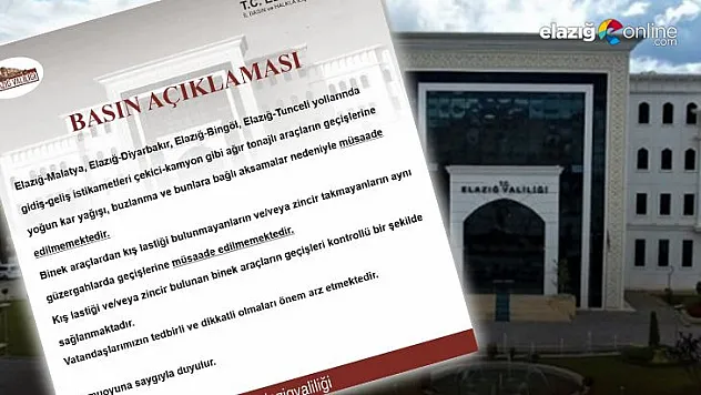 Elazığ Valiliği kar tedbirlerini almaya devam ediyor