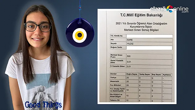 Elazığlı Sare Yıldız, LGS'de Türkiye Birincisi Oldu