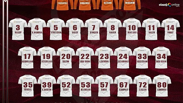 ES Elazığspor'da forma numaraları belli oldu