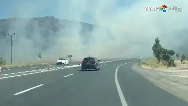 Hazar Gölü kenarında nedeni henüz belirlenemeyen bir yangın çıktı