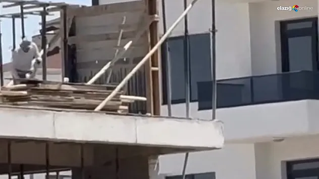 Elazığ'da İnşaatta Güvensiz Çalışma Yürekleri Ağza Getirdi!