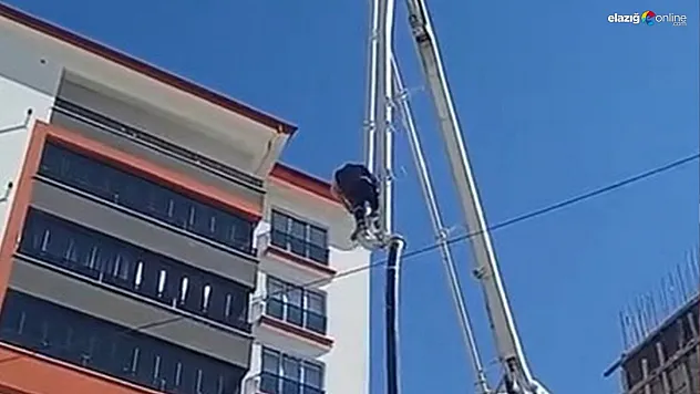 İnşaatta Ölüm Oyunu: Elazığ'da Bir İşçi Beton Pompasına Binip 10 Kat Yükseldi!