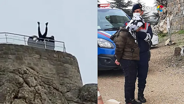 Kalede intihar etmek isteyen şahsı jandarma yakaladı