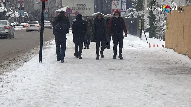 Kar yağışı Elazığ'da etkisini sürdürüyor