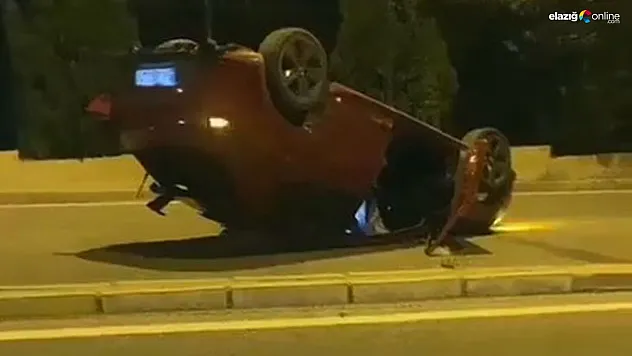 Kaza yapan alkollü sürücü, ters dönen otomobili bırakıp kaçtı