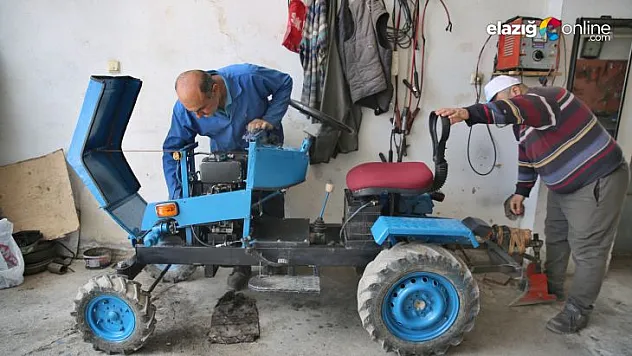 Kebanlı Kadir ustadan hurda parçalarla mini traktör