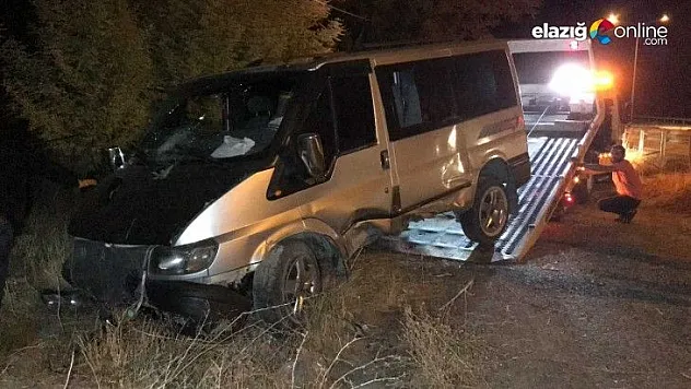 Yoldan çıkan transit minibüs bahçeye girdi