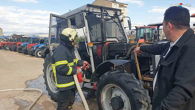 Kovancılar'da Seyir Halindeki Traktör Alev Aldı!