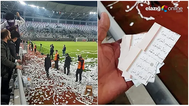 Kur'an-ı Kerim sayfaları konfeti şeklinde sahaya fırlatıldı