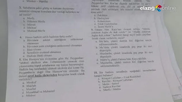 Malatya'da etrafa saçılan sınav kağıtları heyecanlandırdı