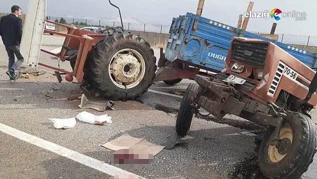 Meydana gelen kazada traktör ikiye bölündü