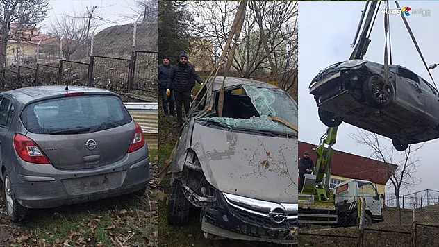 Otomobil bahçeye uçtu: 1 yaralı