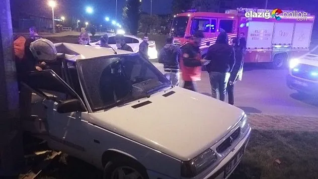 Otomobilin aydınlatma direğine çarptığı kazada, 2 kişi yaralandı