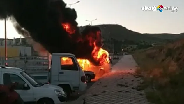 Park halindeki minibüs alev topuna döndü