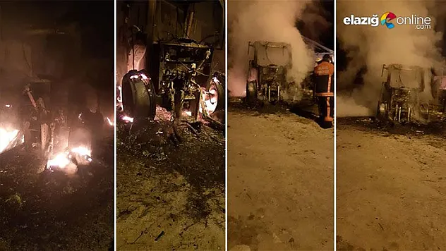 Sıfır aldığı traktör cayır cayır yandı