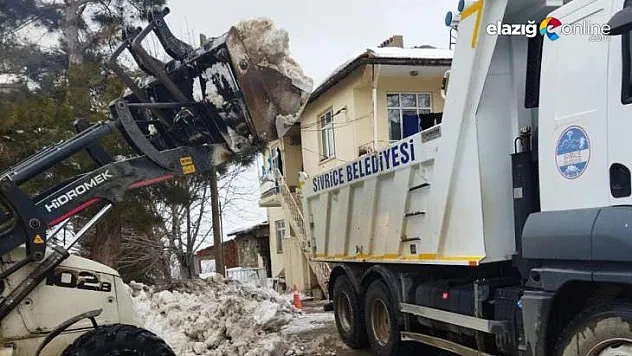 Tonlarca kar birikintisi kamyonlarla Sivrice dışına taşınıyor
