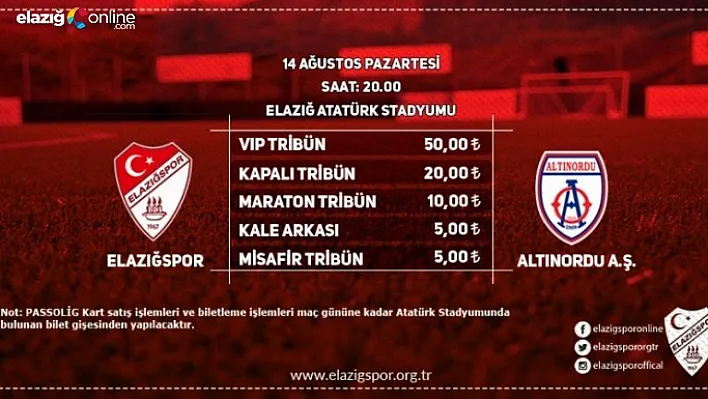 Altınordu Maçı Biletleri Satışta!