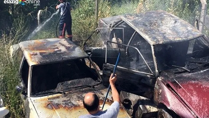 Otlardan çıkan yangın yediemin otoparkına sıçradı