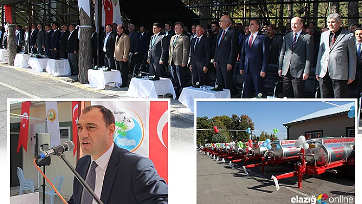 Elazığ'da su tankeri, arı kovanı ve üzüm sıkma makinesi dağıtıldı