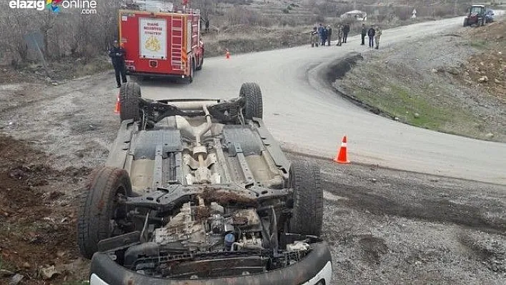 Maden'de otomobil takla attı!