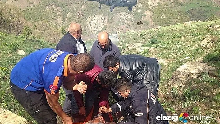 Arazide kalp krizi geçiren kişi askeri helikopterle kurtarıldı