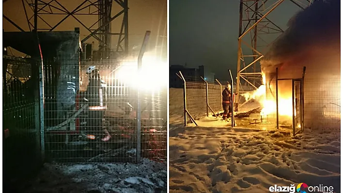 Elazığ'da baz istasyonu yandı