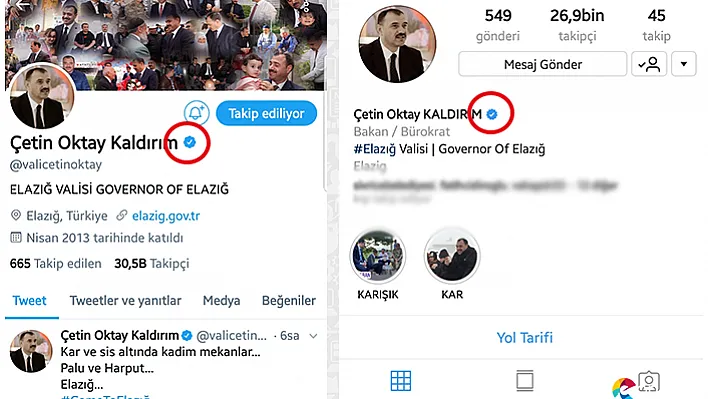Vali Kaldırım'ın Sosyal Medya Hesapları Artık Onaylı!