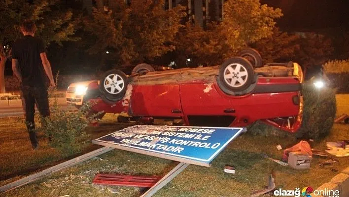 Takla atan otomobilden yara almadan kurtuldular