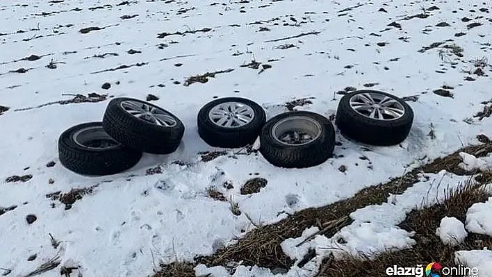 Çalınan otomobil lastikleri arazide bulundu